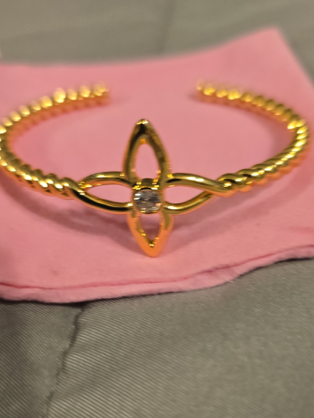 Gold Floral Accent Open Cuff Bracelet - Women Jewelry